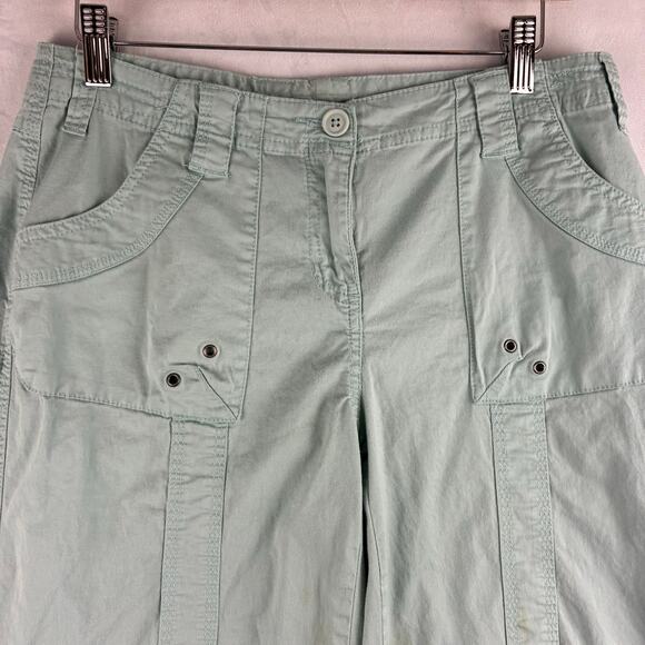 Style & Co Sea Foam Green Cargo Capris Womens 6 Utility Pockets Gorp Hiking READ - Picture 8 of 14